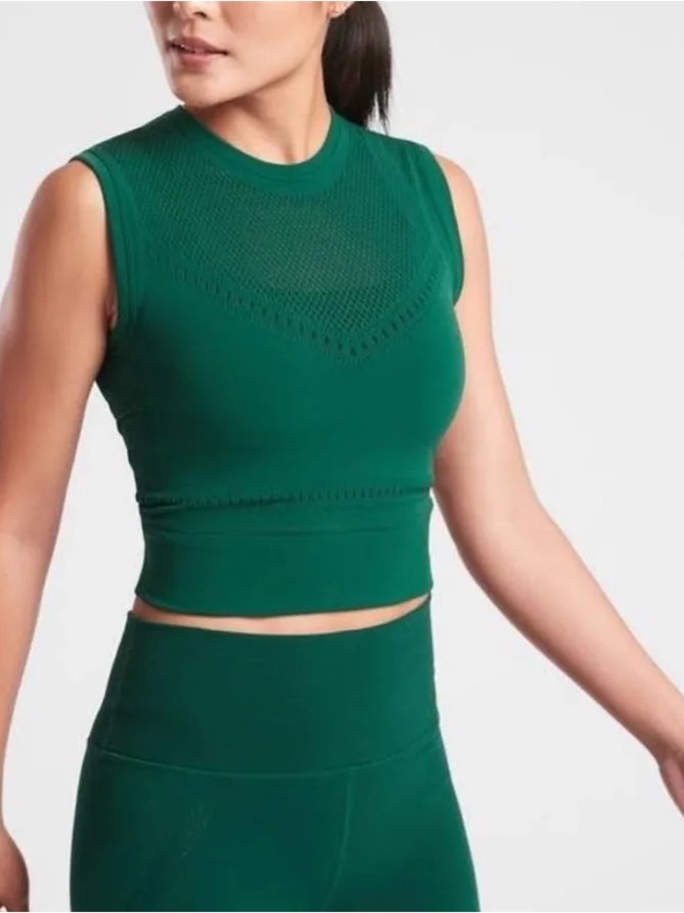 Athleta Pavana Crop Tank- Small In Forest Green